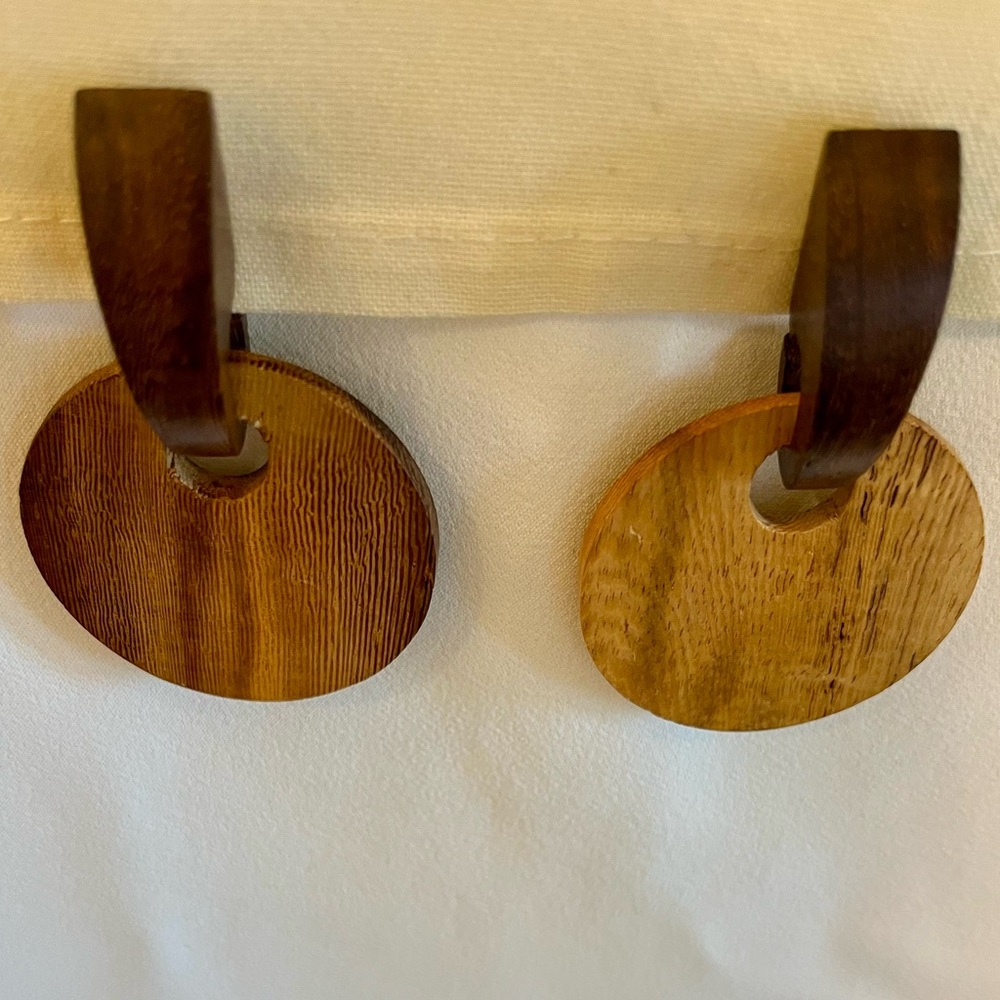 2 Tone 2 Piece Wooden Earrings - Picture 3 of 16